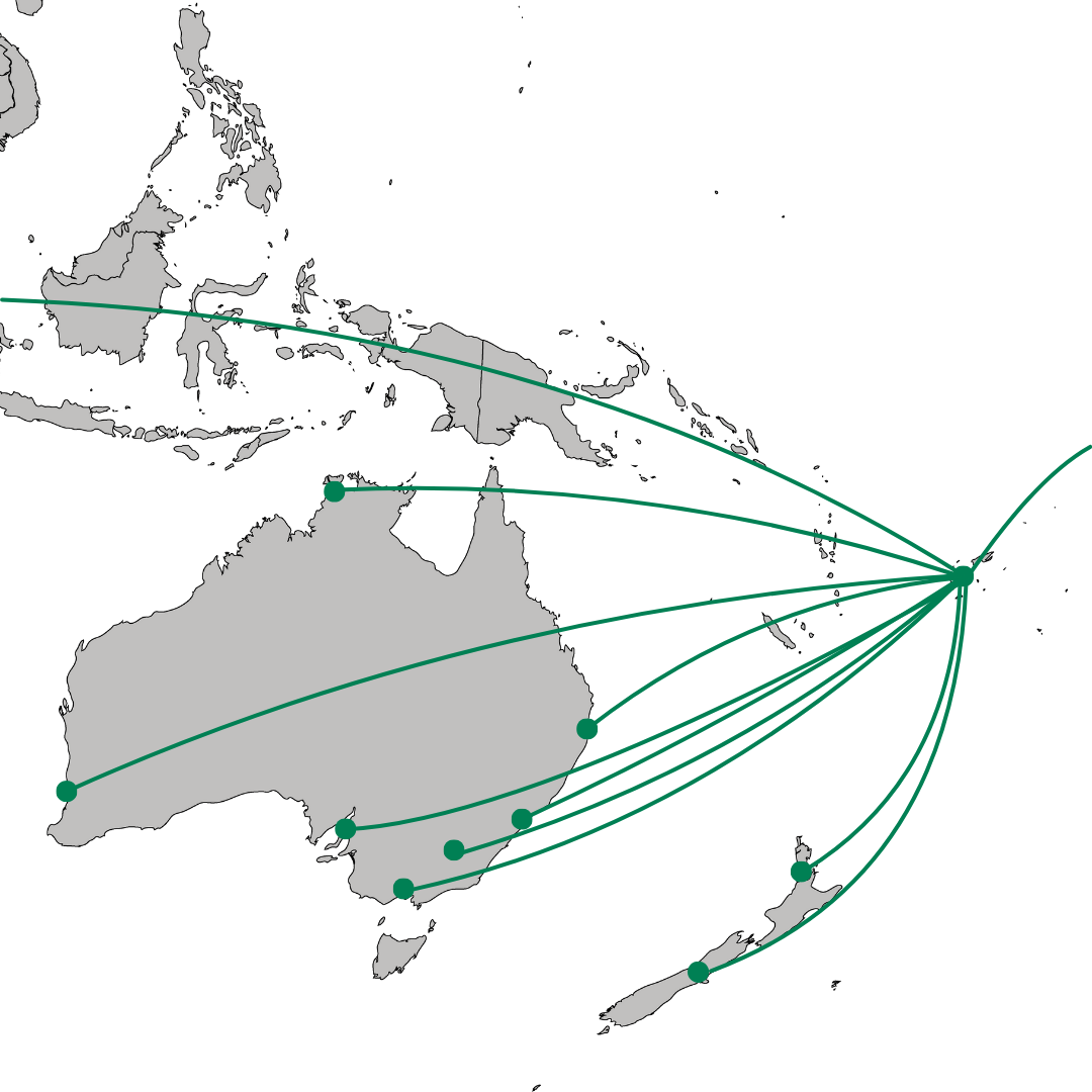 Map showing some the routes from Fiji MEDEVAC.FLIGHTS can service as an air ambulance